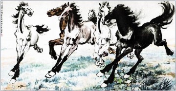 徐悲鸿 Xu Beihong Ju Peon Werke - Xu Beihong läuft Pferde 1 alte China Tinte